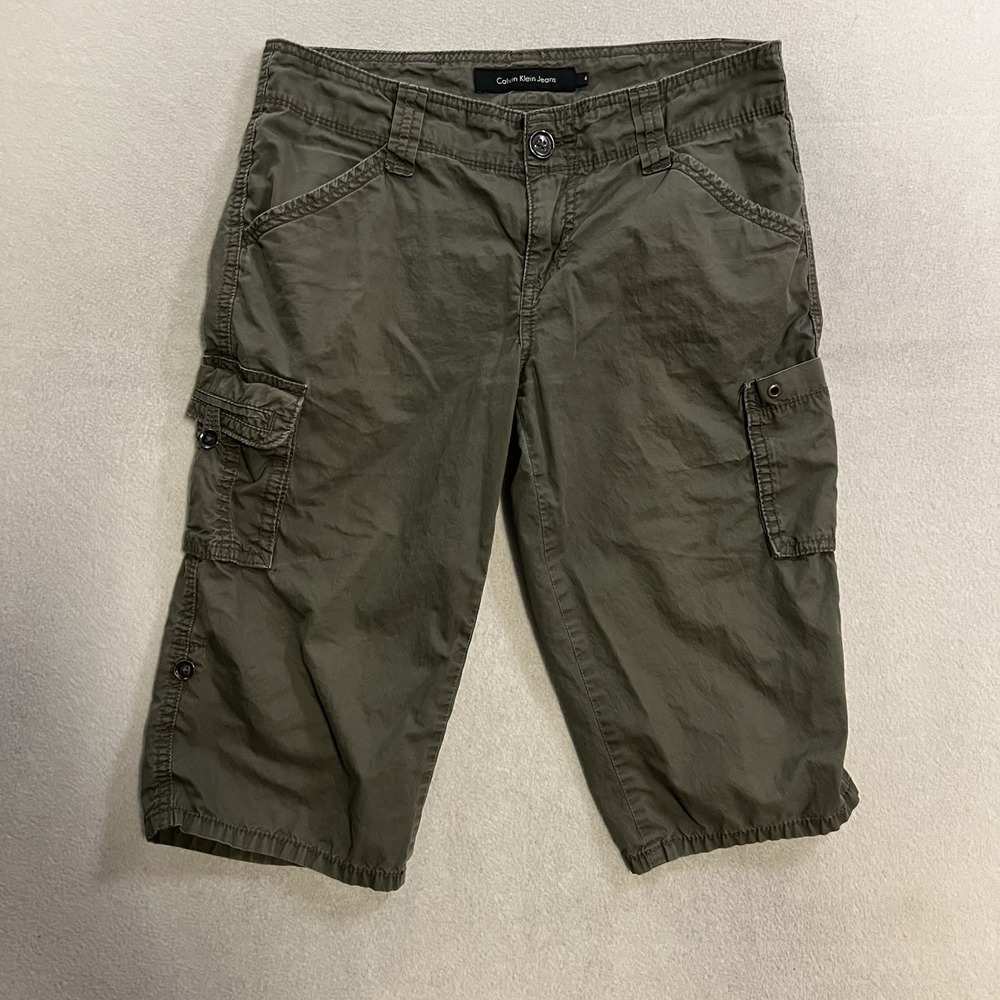Calvin Klein Jeans Women's Size 4 Capris Cargo Utility Dark Green